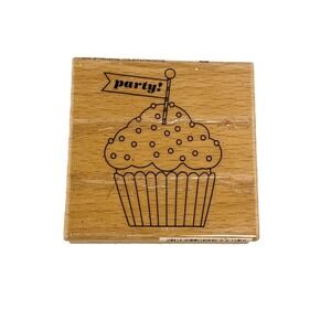 NEW studio g crafting wooden rubber stamp party cupcake